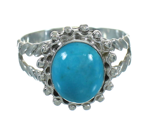 Southwestern Sterling Silver Turquoise Ring Size 8-3/4 QX86015
